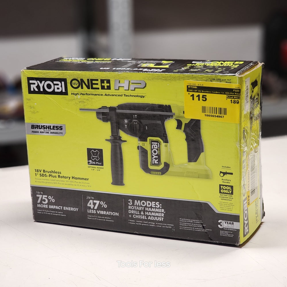 ONE+ HP 18V Brushless Cordless 1 in. SDS-Plus Rotary Hammer Drill (Tool Only) (P223) ONE+ HP 18V Brushless Cordless 1 in. SDS-Plus Rotary Hammer Drill (Tool Only) (P223)